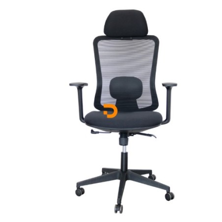 CADEIRA MESH EXECUTIVA 3 NIVEIS C/ APOIO CABEÇA PRETA